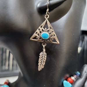 Sterling silver and turquoise Native American earrings.